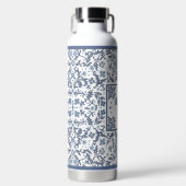 Bouteille D'eau Bleu Fancy Motif Floral Personnalisé (Avant)