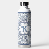 Bouteille D'eau Bleu Fancy Motif Floral Personnalisé (Droite)