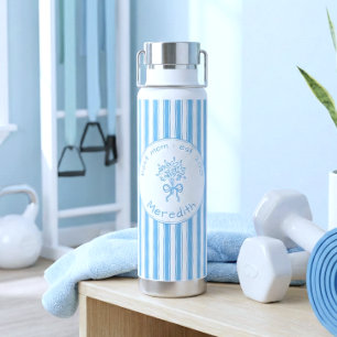 Bouteille D'eau Bleu Fantaisiste à Rayures Blanches Maman Pré étab