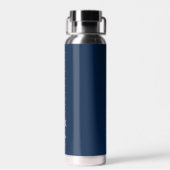 Bouteille D'eau Bleu foncé et blanc | Monogramme moderne (Arrière)
