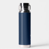 Bouteille D'eau Bleu foncé et blanc | Monogramme moderne (Avant)
