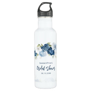 Bouteille D'eau Bleu Poussiéreux Floral Personnalisé pour une Fête