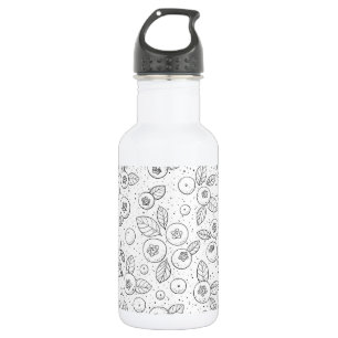 Bouteille D'eau Bleuets en noir et blanc