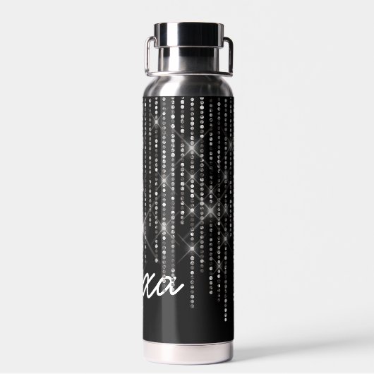 Bouteille D'eau Bling en pierre avec nom (Arrière)