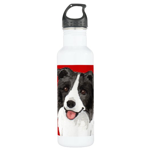Bouteille D'eau Bloc de couleur de border collie (Devant)