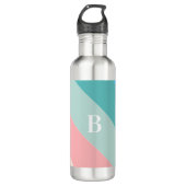 Bouteille D'eau Bloc de couleur monogramme pastel (Devant)