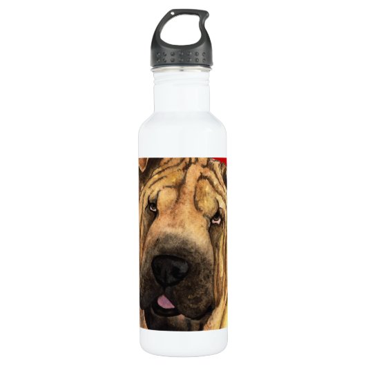 Bouteille D'eau Bloc de couleur Shar-Pei (Devant)