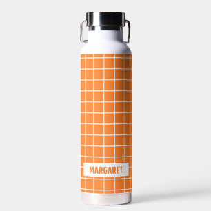 Bouteille D'eau Blocs de carreaux orange et blanc personnalisés