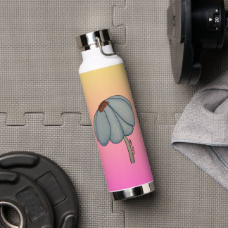 Bouteille D'eau Blue Flower with Pink background