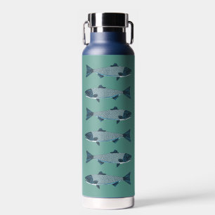 Bouteille D'eau Blue Folk Art Trout/Saumon