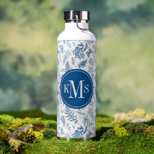 Bouteille D'eau Blue Garden Butterfly & Floral Garden Pattern