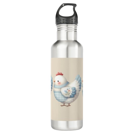 Bouteille D'eau Blue Gingham Cottage Hen (Devant)