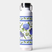 Bouteille D'eau Blue Hydrangea Fleurs Botanique Art Design (Avant)
