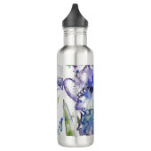 Bouteille D'eau Blue Iris Art floral Aquarelle Fleur Femme 710 (Gauche)