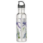 Bouteille D'eau Blue Iris Art floral Aquarelle Fleur Femme 710 (Dos)
