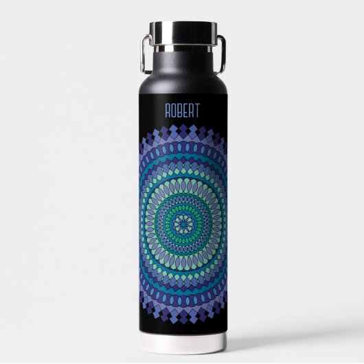 Bouteille D'eau Blue Mandala Ajouter un nom (Avant)