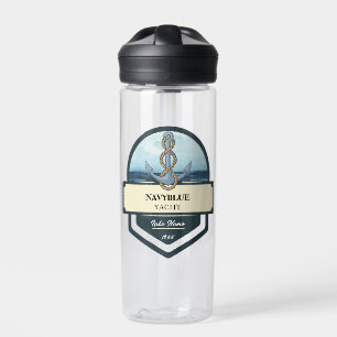 Bouteille D'eau Blue Nautical Ancre yacht club bateau marina Nom