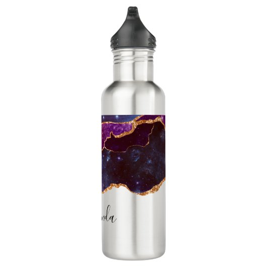 Bouteille D'eau Blue & Purple Space & Stars Agate moderne (Droite)