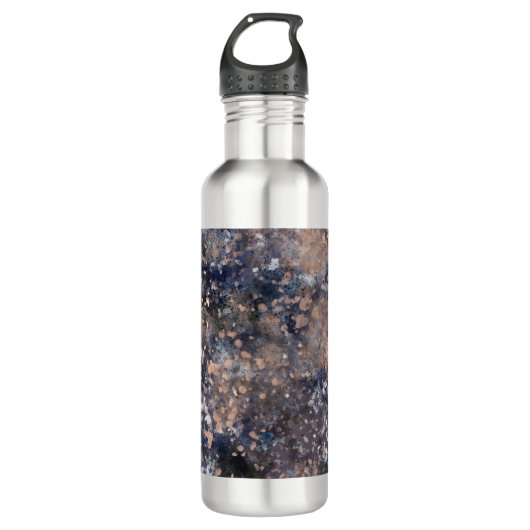 Bouteille D'eau Blue & Rose Gold Paint Splatter Abstract Glamour (Devant)