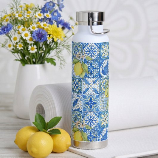 Bouteille D'eau Blue Tile French Country Lemon Pattern Home Decor