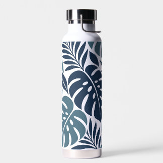 Bouteille D'eau Blue Tropical Leaf Wrap Pattern