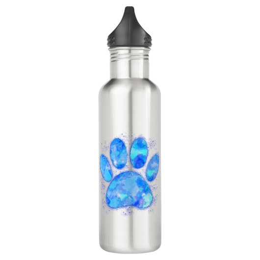 Bouteille D'eau Blue Watercolor Dog Paw Print (Gauche)