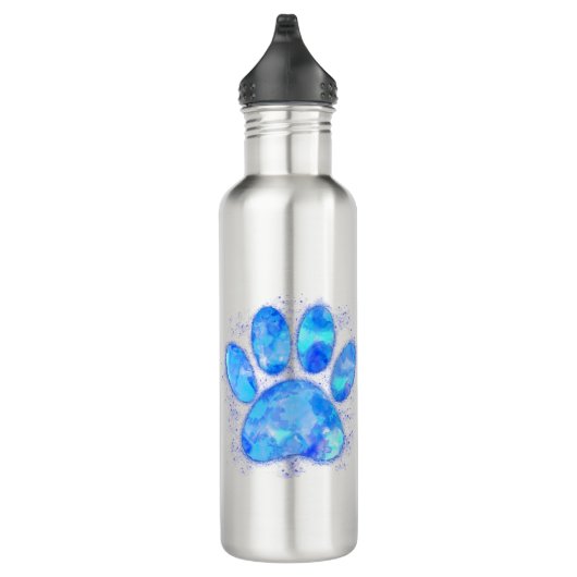Bouteille D'eau Blue Watercolor Dog Paw Print (Droite)