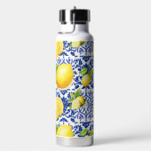 Bouteille D'eau Blue White Lemon Tile Pattern Mediterranean Citrus (Évier)