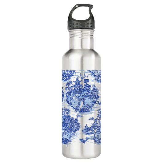 Bouteille D'eau Blue Willow Animal Rabbit Cerf Fox Bird Toile (Devant)