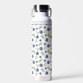 Bouteille D'eau Blueberry Custom Text Name Blanc et Bleu (Avant)
