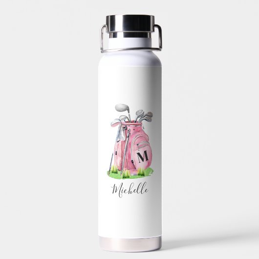 Bouteille D'eau Blush Pink Golf Monogram (Arrière)