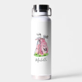 Bouteille D'eau Blush Rose Monogramme de Golf (Arrière)