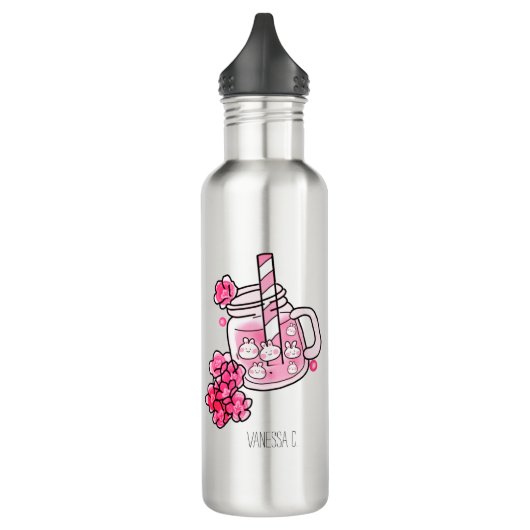 Bouteille D'eau Boba Bunny Kawaii et le thé rose mignon (Gauche)