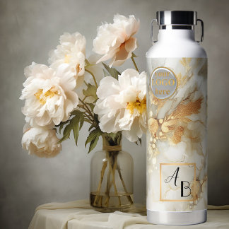 Bouteille D'eau Boho Chic Abstrait or Aquarelle marbre