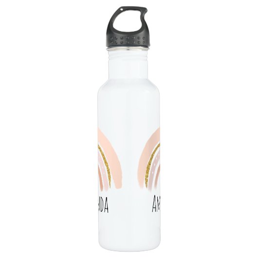 Bouteille D'eau Boho élégant arc-en-ciel rose et or (Devant)