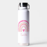 Bouteille D'eau Boho enfant arc-en-ciel Nom personnalisé Fille<br><div class="desc">Boho Kid's Rainbow Custom Name Girl Water Bottle. Choisissez la taille et la couleur dans le menu d'options.</div>