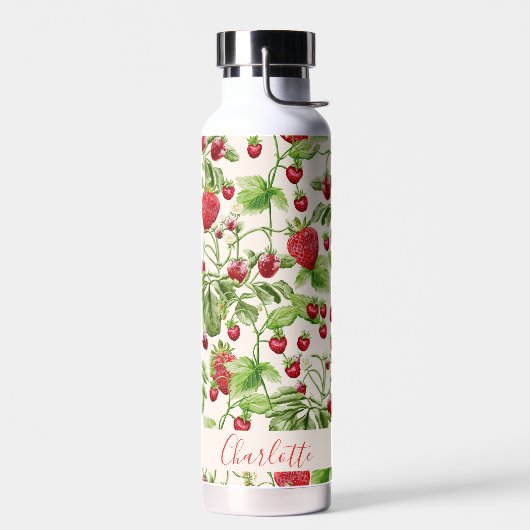 Bouteille D'eau Boho Fraise Floraison Personnalisé Nom (Gauche)