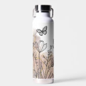 Bouteille D'eau Boho Line Art Flowers (Avant)