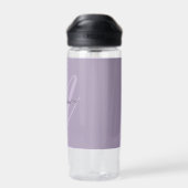 Bouteille D'eau Boho Stylish Script Monogramme et nom en violet (Arrière)