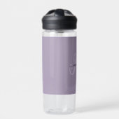Bouteille D'eau Boho Stylish Script Monogramme et nom en violet (Extérieur)