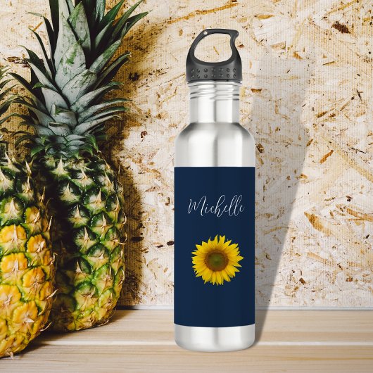 Bouteille D'eau Boho Sunflower bleu simple