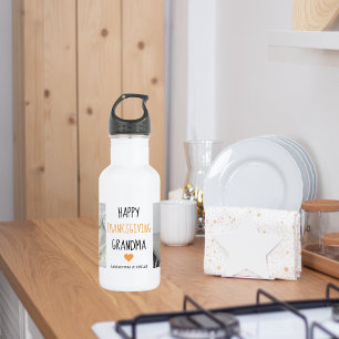 Bouteille D'eau Bon thanksgiving photo Collage moderne grand-mère
