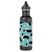 Bouteille D'eau Bordure Collie et Empreinte de patte (Droite)