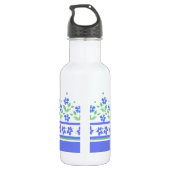Bouteille D'eau Bordure florale Vert Bleu pour personnaliser (Dos)