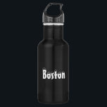 Bouteille D'eau "Boston" en lettres blanches -<br><div class="desc">"Boston" en lettres blanches - bouteille en acier inoxydable</div>