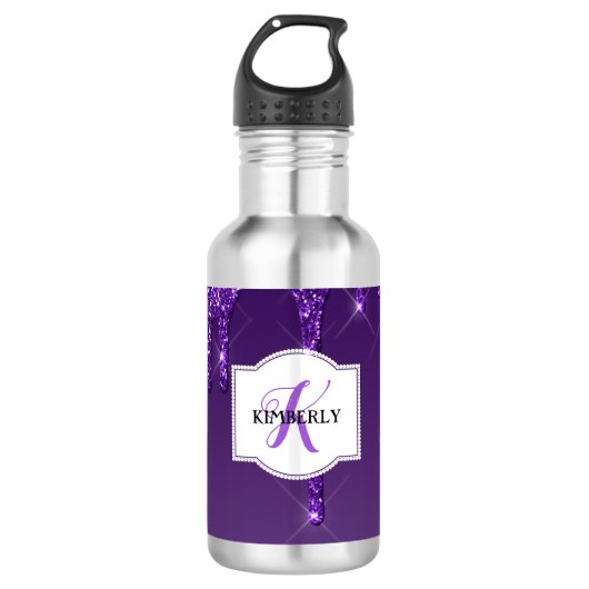 Bouteille D'eau Bougie de la Parties scintillant à goutte violette (Devant)