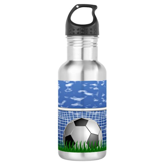 Bouteille D'eau Boule de football dans le net, design populaire, (Devant)