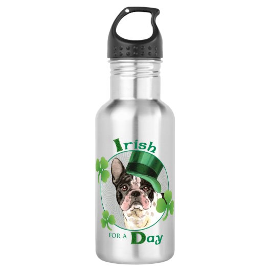 Bouteille D'eau Bouledogue français du jour de St Patrick (Devant)