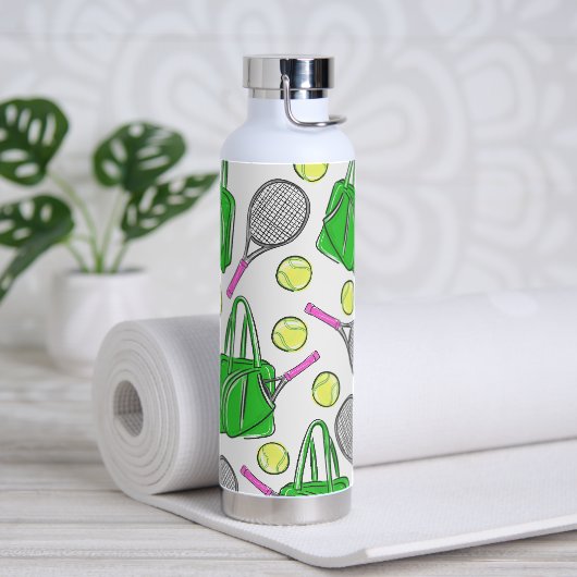 Bouteille D'eau Boules de sac de tennis rose vert Préppy (Yoga)