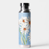 Bouteille D'eau Bouquet Aquarelle Daisy Sur Bleu (Gauche)